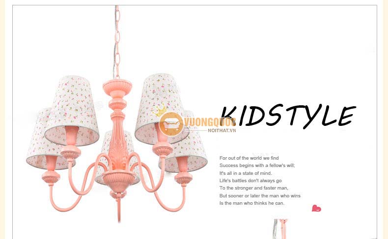 Đèn chùm trẻ em màu hồng ngọt ngào UHS126-8